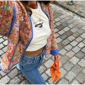 Vintage Handmade Floral Quilted Jacket